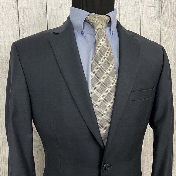 Jos. A. Bank 41L - W30 x L32 Blue 100% Wool 2-Button Single-Vent 2-Piece Suit - Picture 3 of 16